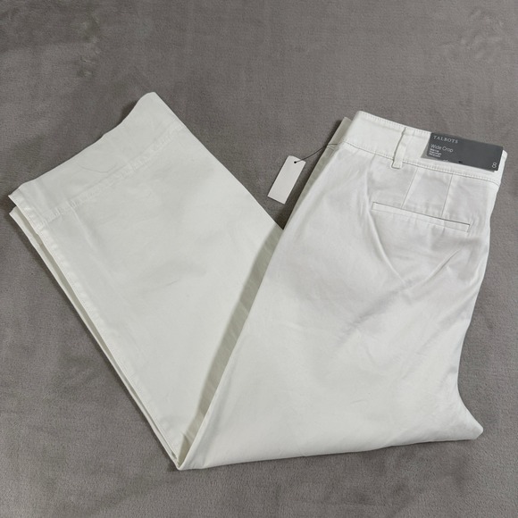 Talbots Wide Crop Pants Womens 8 White Wide Leg Cropped Trousers New - Picture 7 of 7